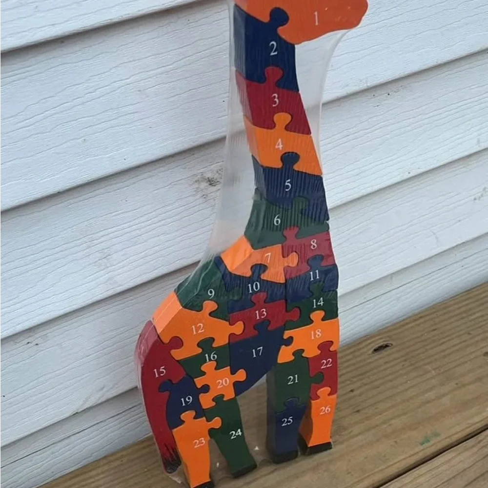 Colorful Wooden Giraffe Alphabet & Numbers Puzzle - Picture 3 of 3